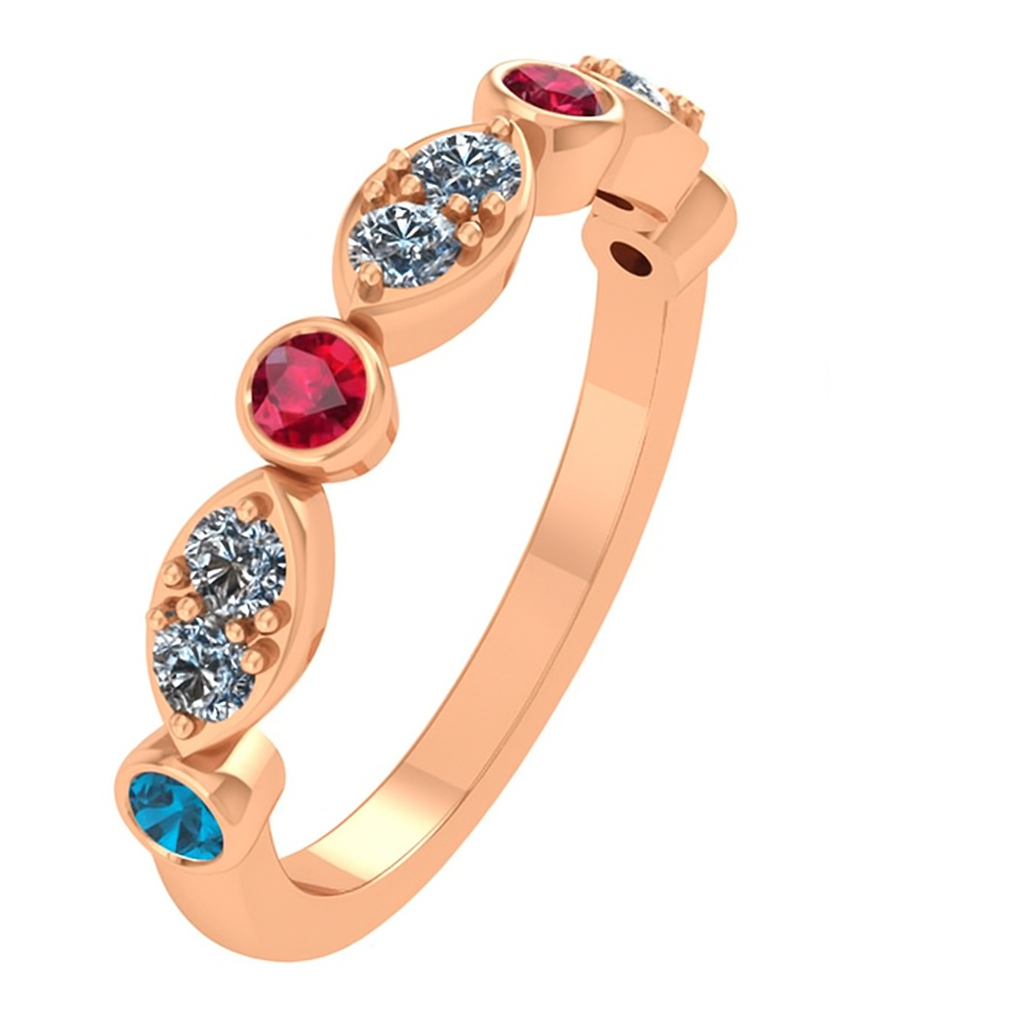 18ct Gold Four Birthstone Diamond Ring