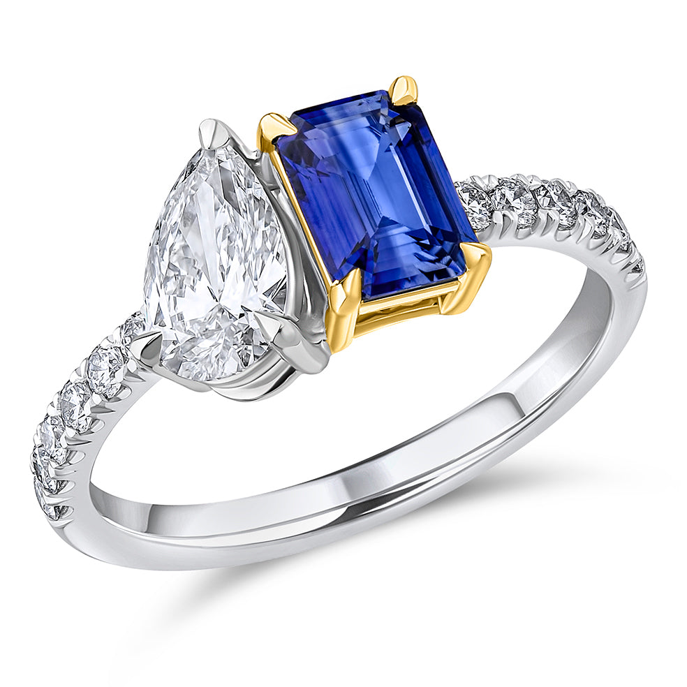 Toi et Moi Sapphire & Diamond Engagement Ring | Lorimat