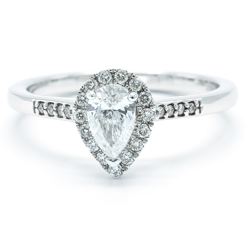 Pear Halo Diamond Engagement Ring