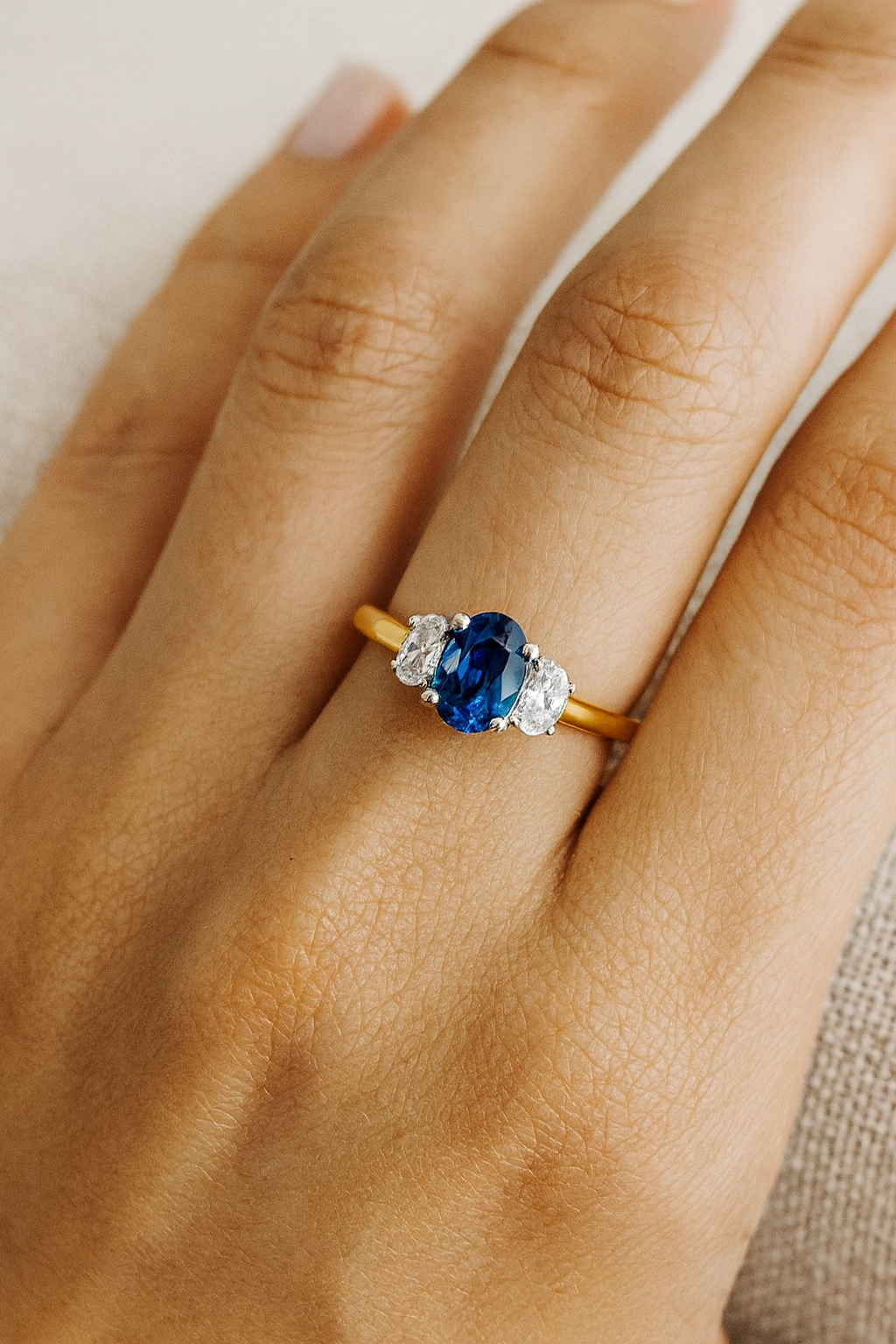 Oval Sapphire & Diamond Trilogy Ring