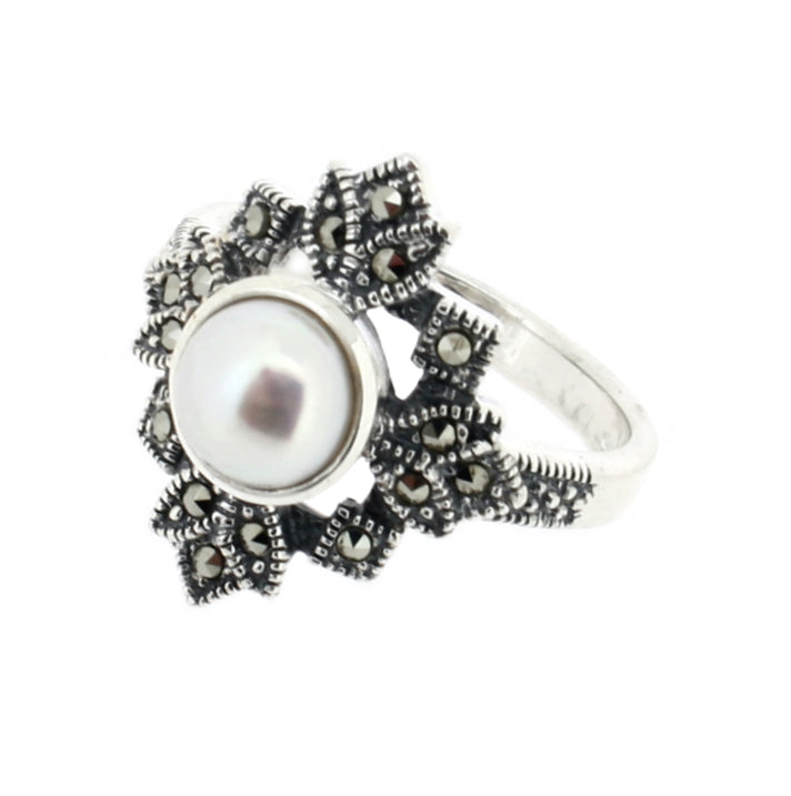 Freshwater Pearl Marcasite Ring