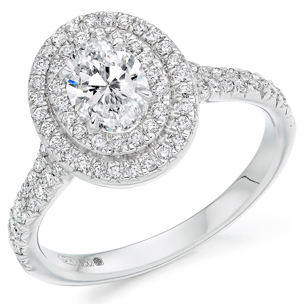 Oval Diamond Engagement Ring - Double Halo