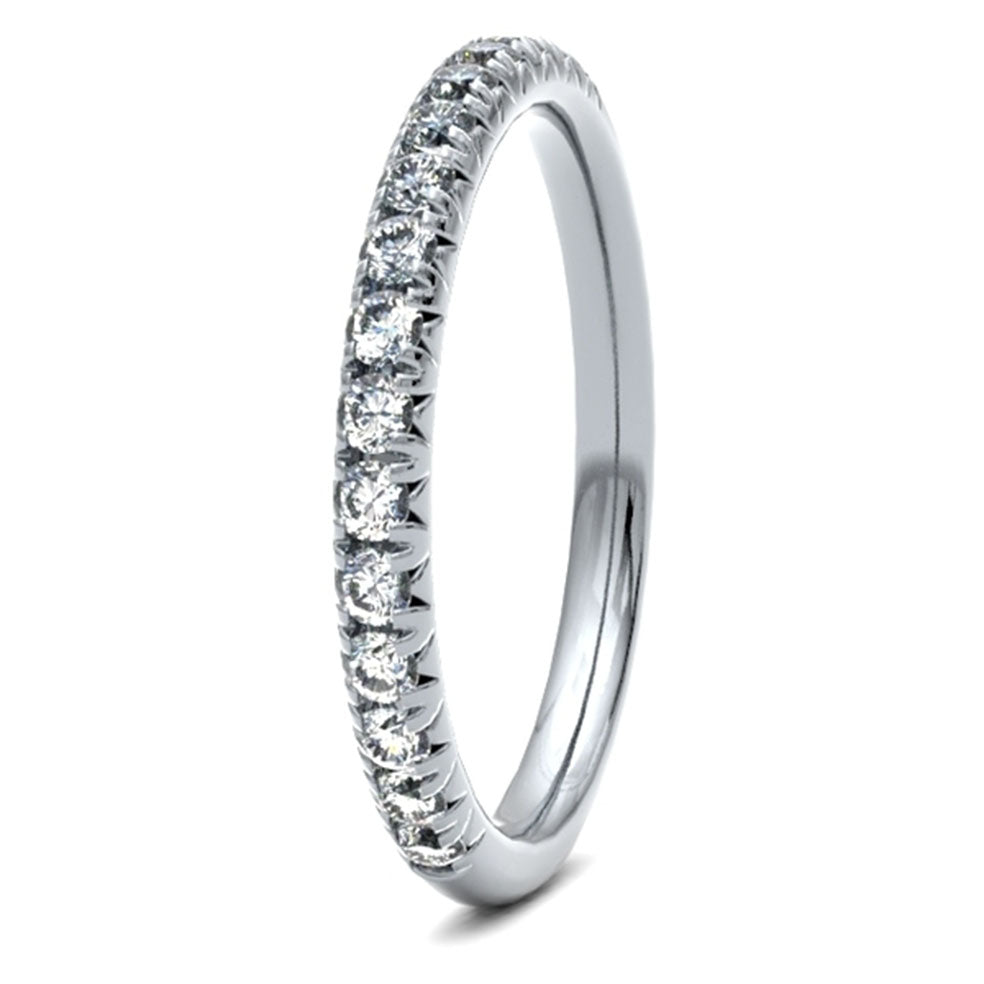 18ct 0.33ct Round Brilliant Cut French Pave / Fish Tail set Wedding Ring 18ct Yellow/Red/White Gold, also available in Platinum. Diamond coverage 50% Total Diamond Weight 0.33ct.