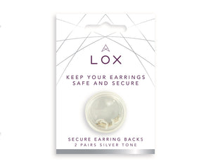 Secure earrings backs with a silver tone