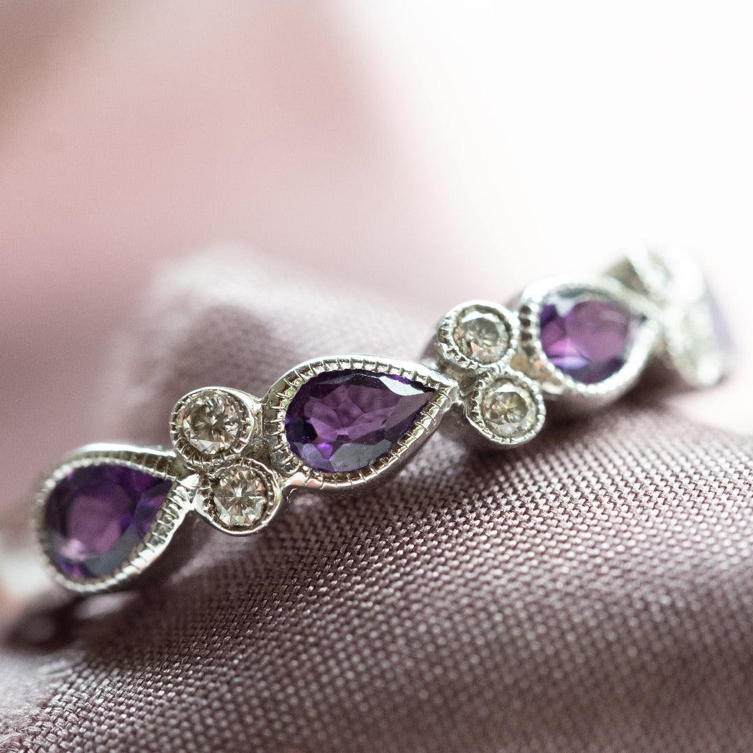 Amethyst and diamond ring