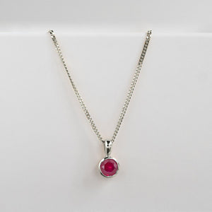 9ct White Gold Ruby Birthstone on a Chain