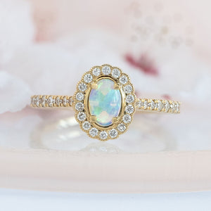 Opal and diamond ring