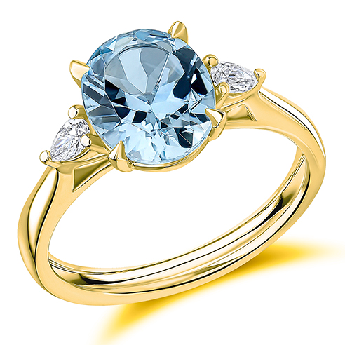 Blue Topaz & Diamond Ring