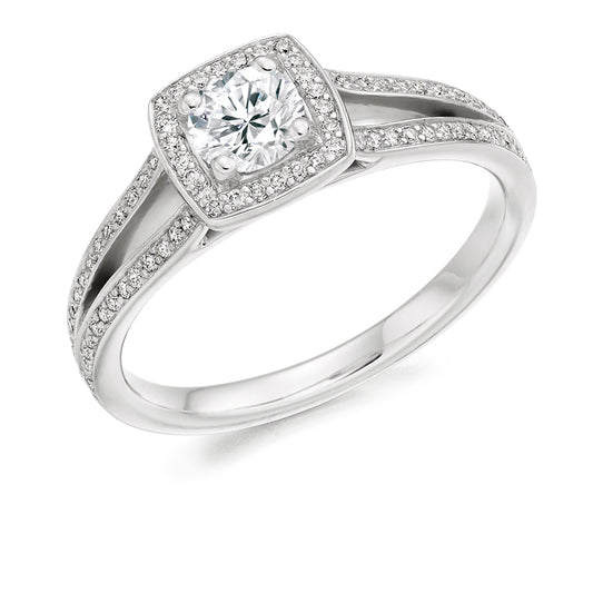 Sterling Silver Round Halo Ring