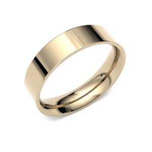 Flat Court Profile Gold Mens Wedding Ring