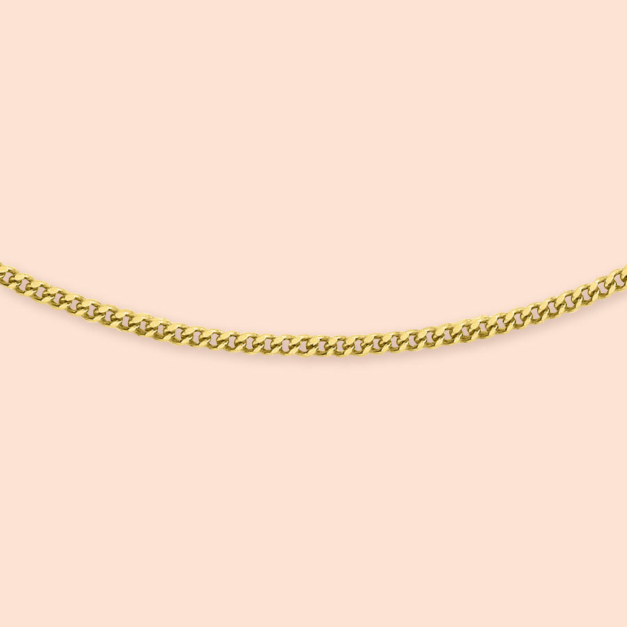 9ct Gold Curb Link Chain Necklace | Adjustable 16"-18"