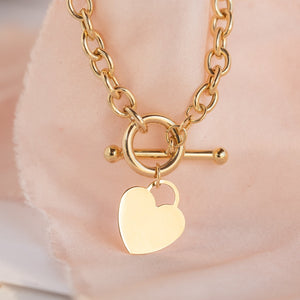 Detail of Heart Charm on a T-Bar bracelet