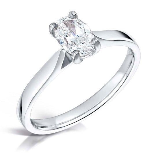Oval Solitaire Silver CZ Ring