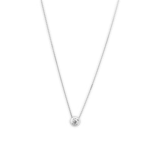 18ct White gold bezel set solitaire diamond necklace
