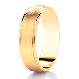 Court Profile Mens Wedding Ring with Brushed Centre and Lines