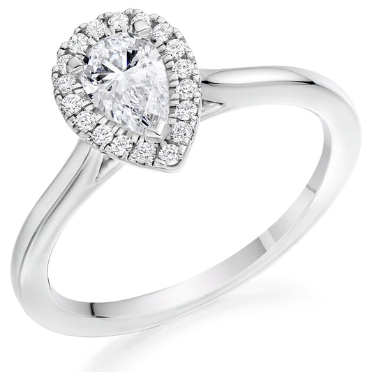 Sterling Silver Pear Halo Ring