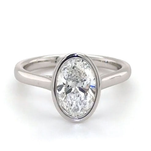 Bezel Set Oval Cut Diamond Engagement Ring