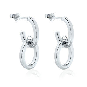 9ct white gold oval link earrings