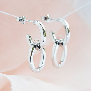 White gold oval link earrings