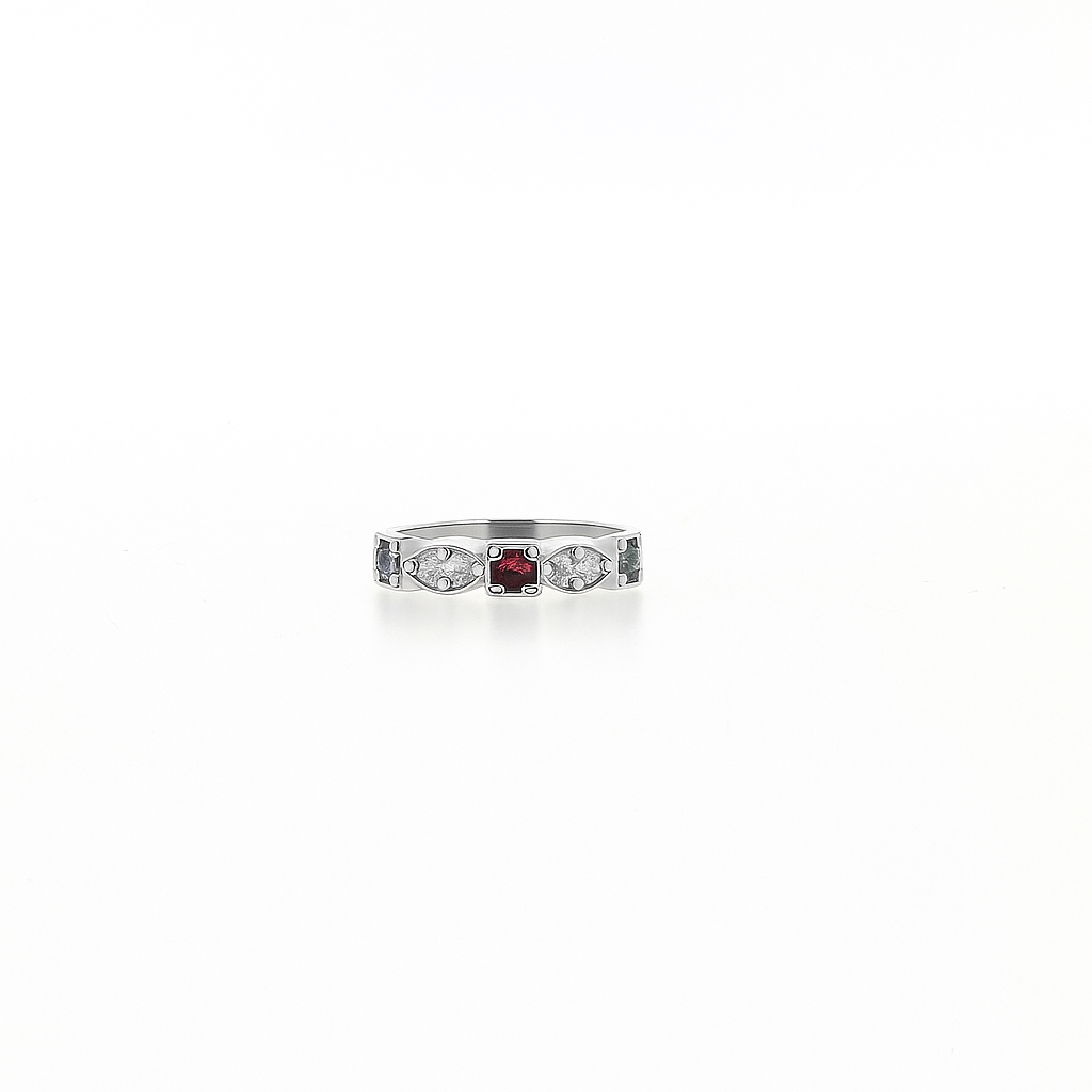 Birthstone Diamond Ring with Three Birthstones