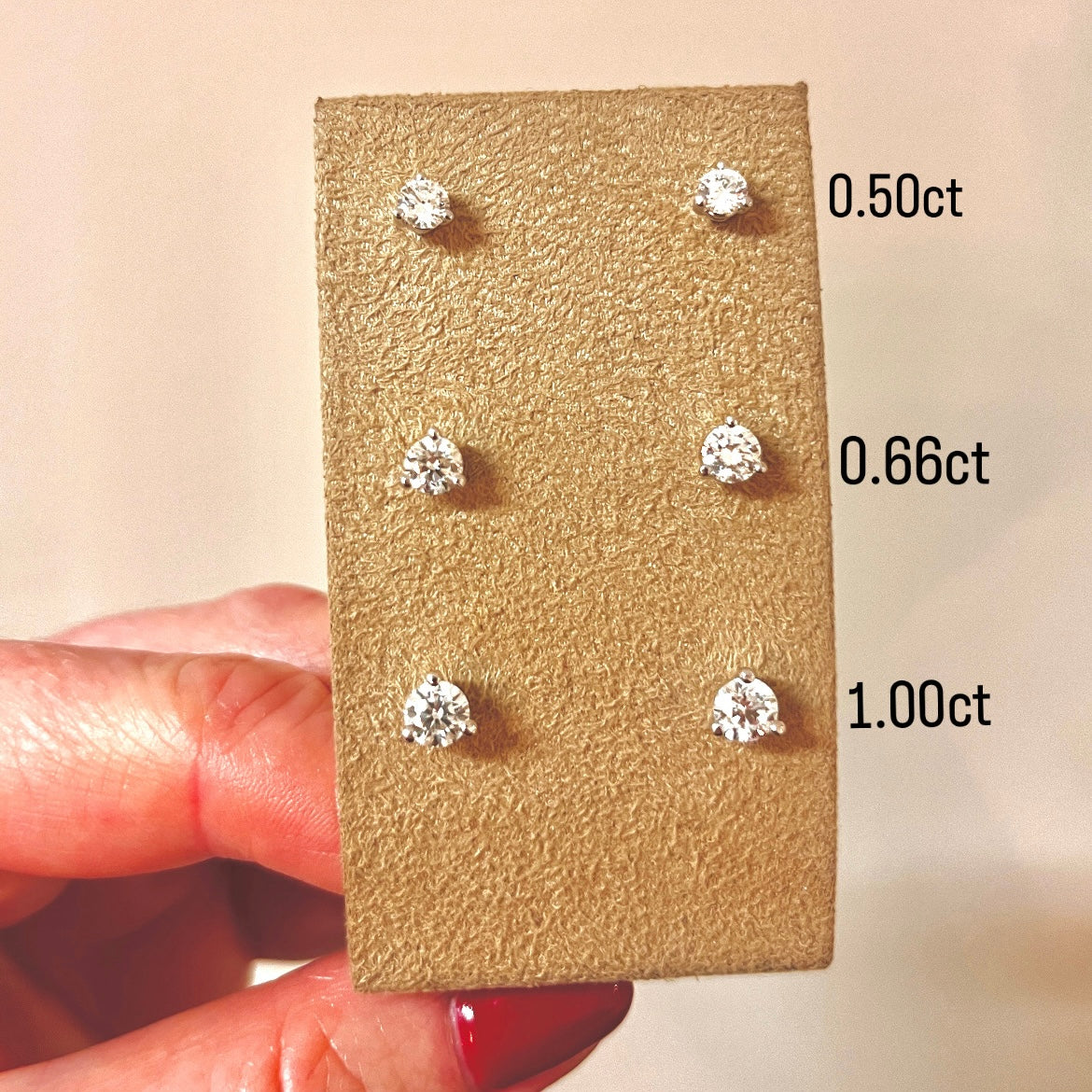 0.50 Three Claw Yellow Gold Natural Diamond Stud Earrings
