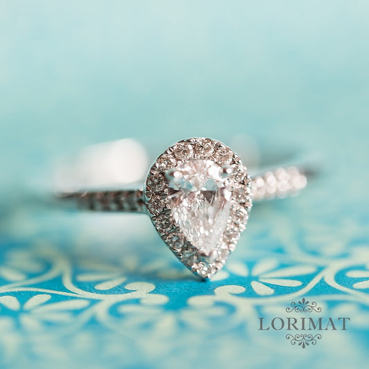 Pear Halo Diamond Engagement Ring