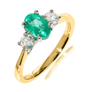 Emerald and diamond ring
