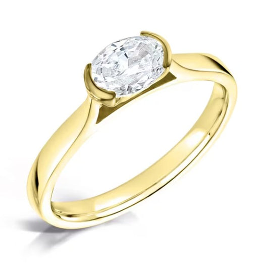 East-West Oval Diamond Engagement Ring