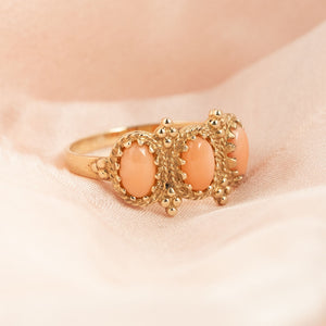 9ct gold coral ring