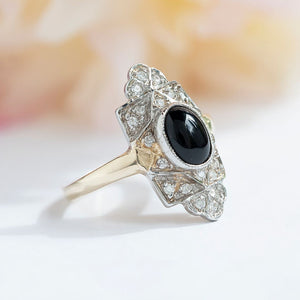 Vintage Style Onyx and Diamond ring