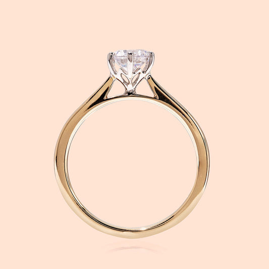 Round Brilliant Cut Natural Mined Diamond Engagement Ring - 0.66ct