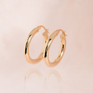 9ct gold plain hoop earrings