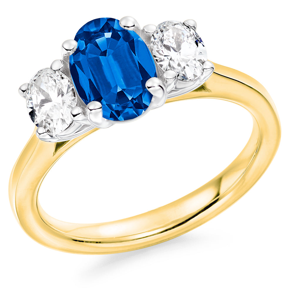 Oval Sapphire & Diamond Trilogy Ring