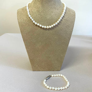 Freshwater Pearl Christening Necklace and Bracelet
