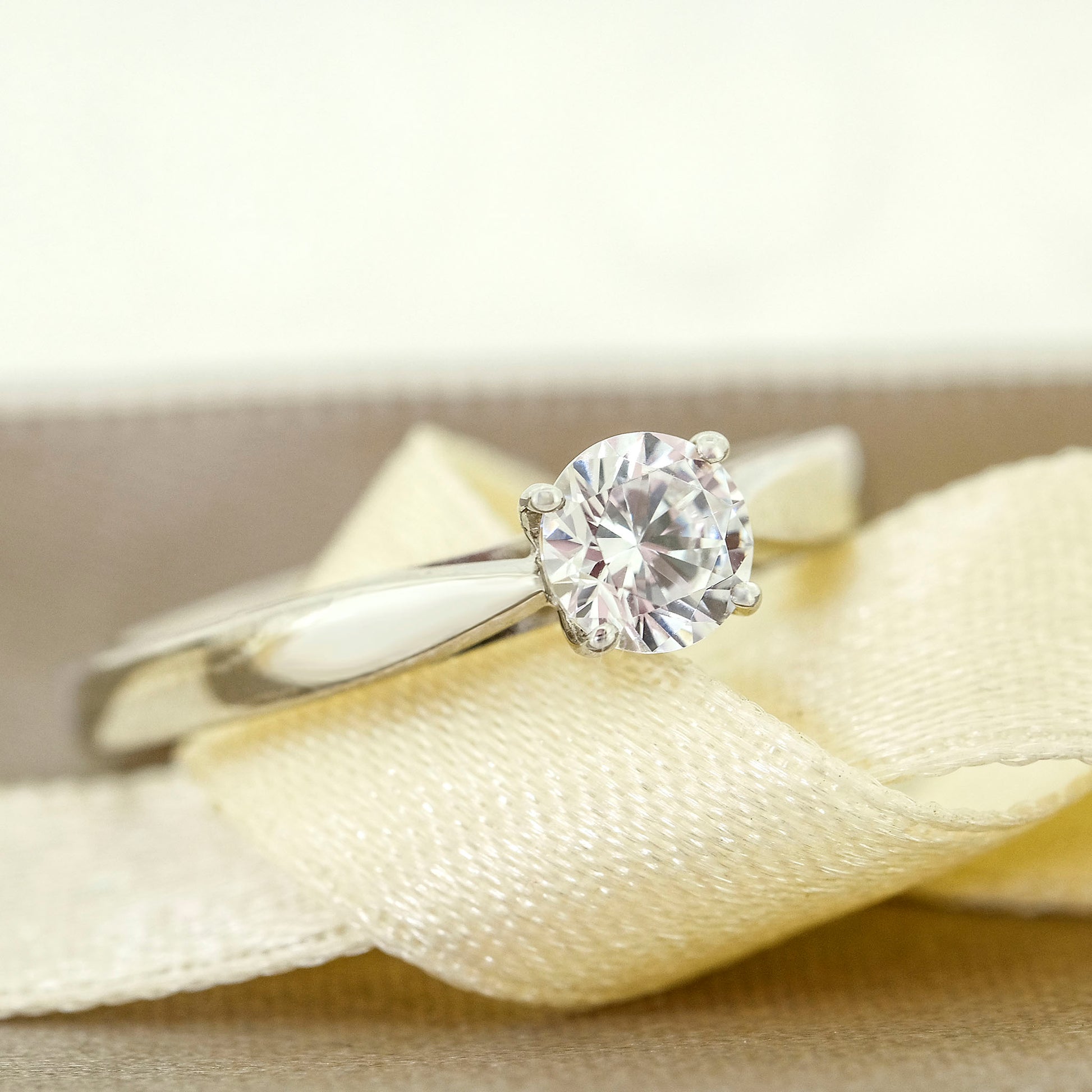 1.00ct Round Centre Stone.  Solitaire diamond ring in a four claw setting. 