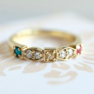 Birthstone Ring in 18ct Yellow Gold with 3 Birthstones