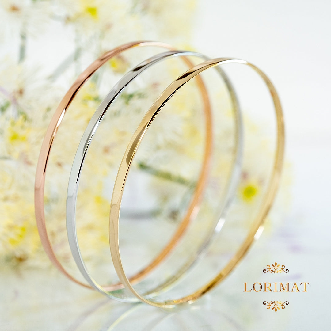 9ct Yellow Gold 3mm Soft Court Bangle