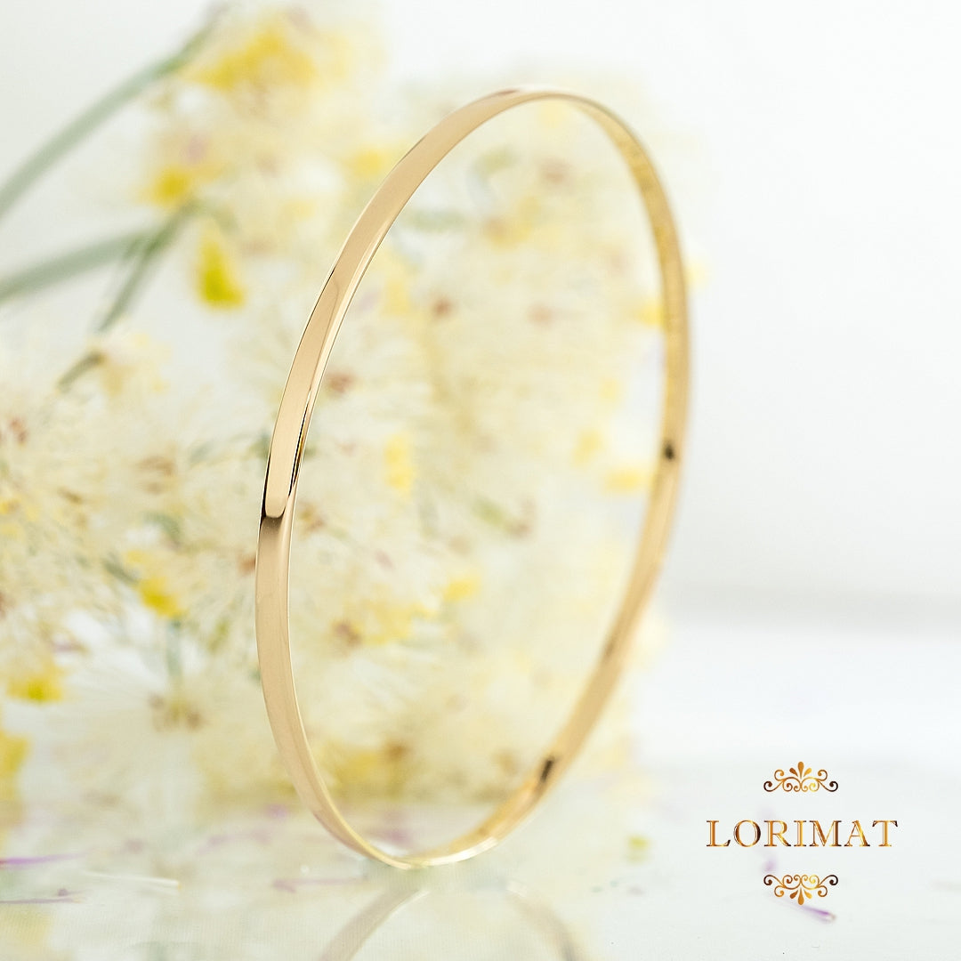 9ct Yellow Gold 3mm Soft Court Bangle