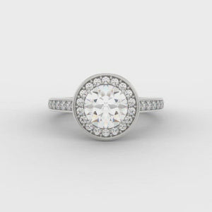 0.50ct Round Brilliant Cut Diamond Centre Stone. .30ct Round Brilliant cut diamonds on the halo- .80ct in total.