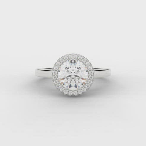 0.33ct Halo Engagement ring with Plain Shoulders - Total diamond weight 0.53ct
