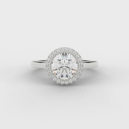 0.33ct Halo Engagement ring with Plain Shoulders - Total diamond weight 0.53ct