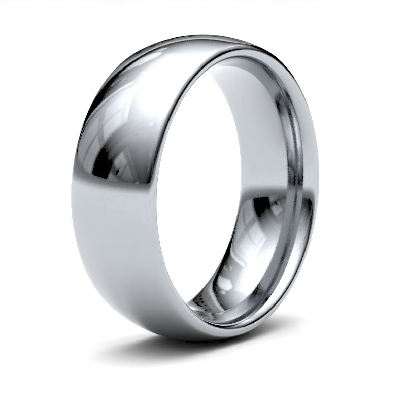 Men's white gold, traditional court wedding ring