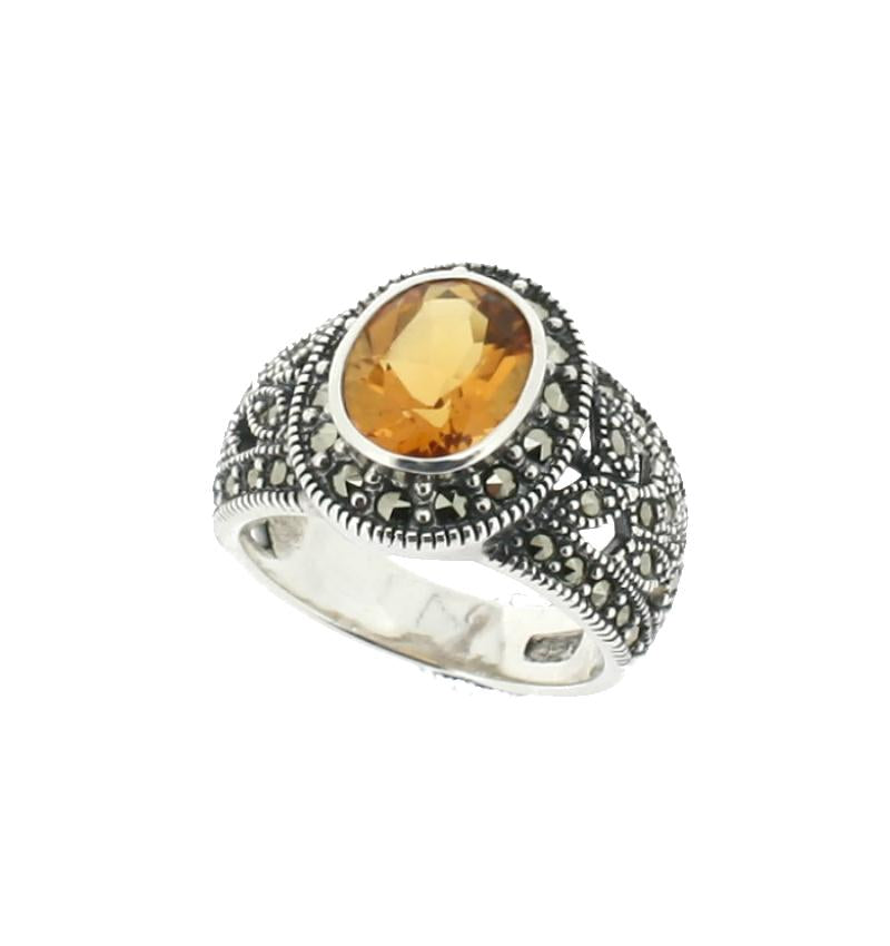 Citrine Marcasite Ring