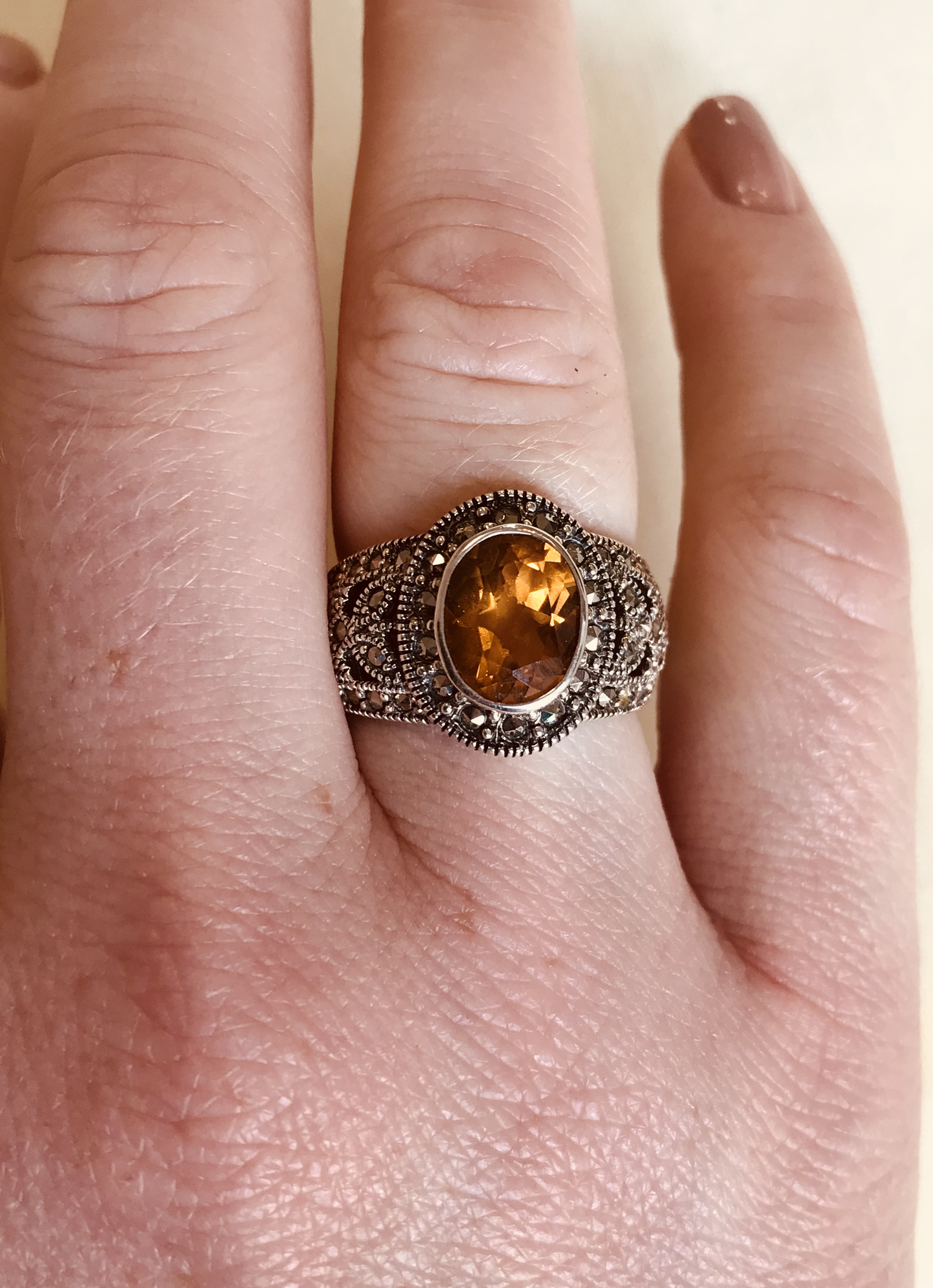 Citrine Marcasite Ring