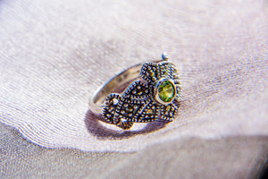 Green Peridot Silver Ring