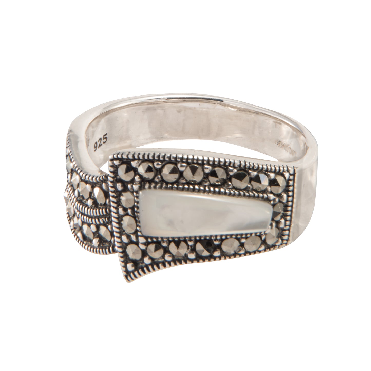 Mother of Pearl Marcasite Silver Ring