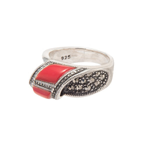 Coral Marcasite Ring