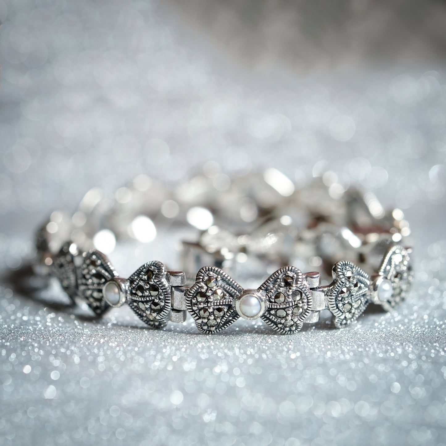 Freshwater Marcasite Pearl Bracelet