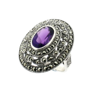 Art deco style ring with large amethyst