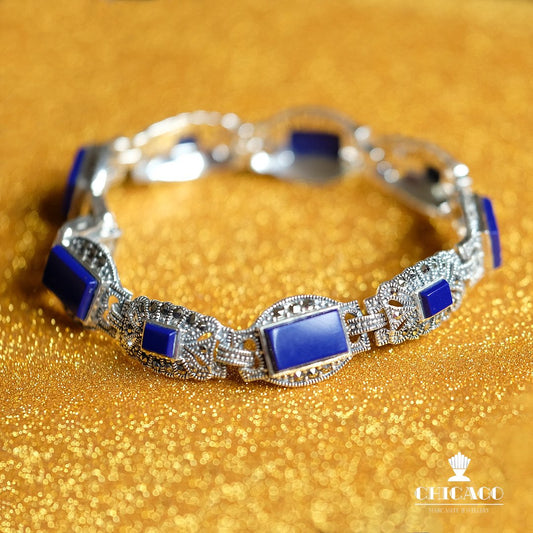 Lapis Marcasite Bracelet